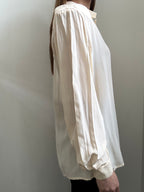 Vintage Beige Silk Button Up Blouse Size Large