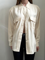 Vintage Cream Silk Button Up Size Large