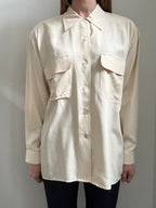 Vintage Cream Silk Button Up Size Large