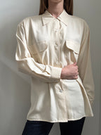 Vintage Cream Silk Button Up Size Large