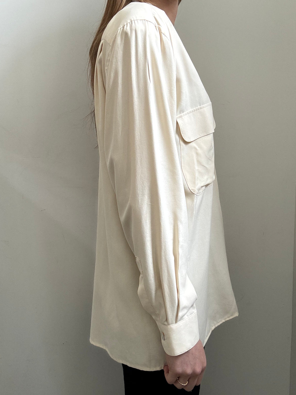Vintage Cream Silk Button Up Size Large