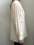 Vintage Cream Silk Button Up Size Large