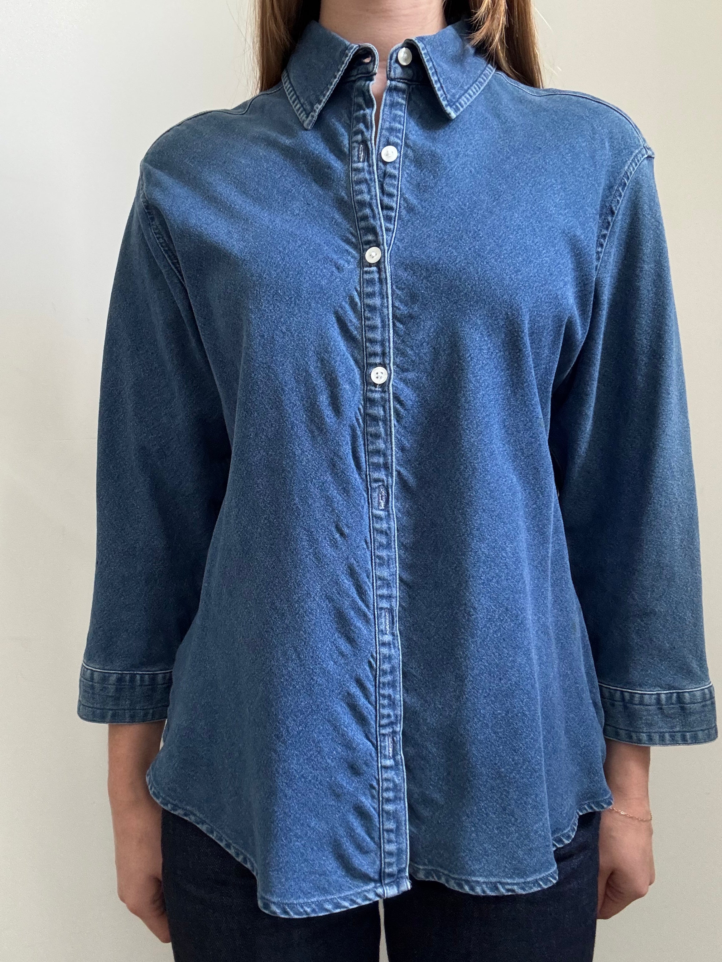 Vintage Dark Wash Denim Button Up Size Large