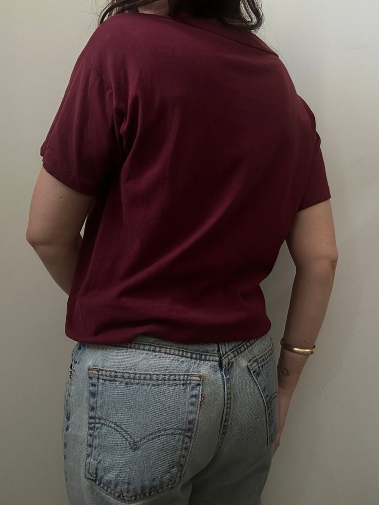 Vintage Burgundy MET Cotton Tee Size Small