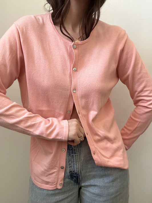 Vintage Coral Cotton Blend Cardigan Size Medium