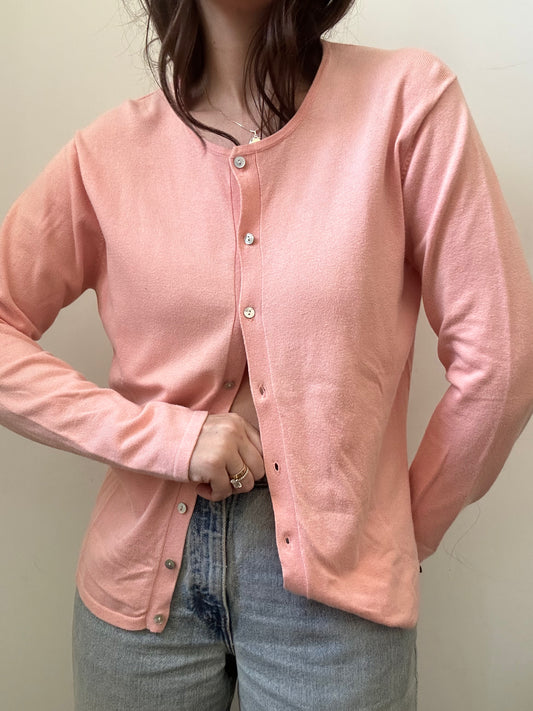 Vintage Coral Cotton Blend Cardigan Size Medium