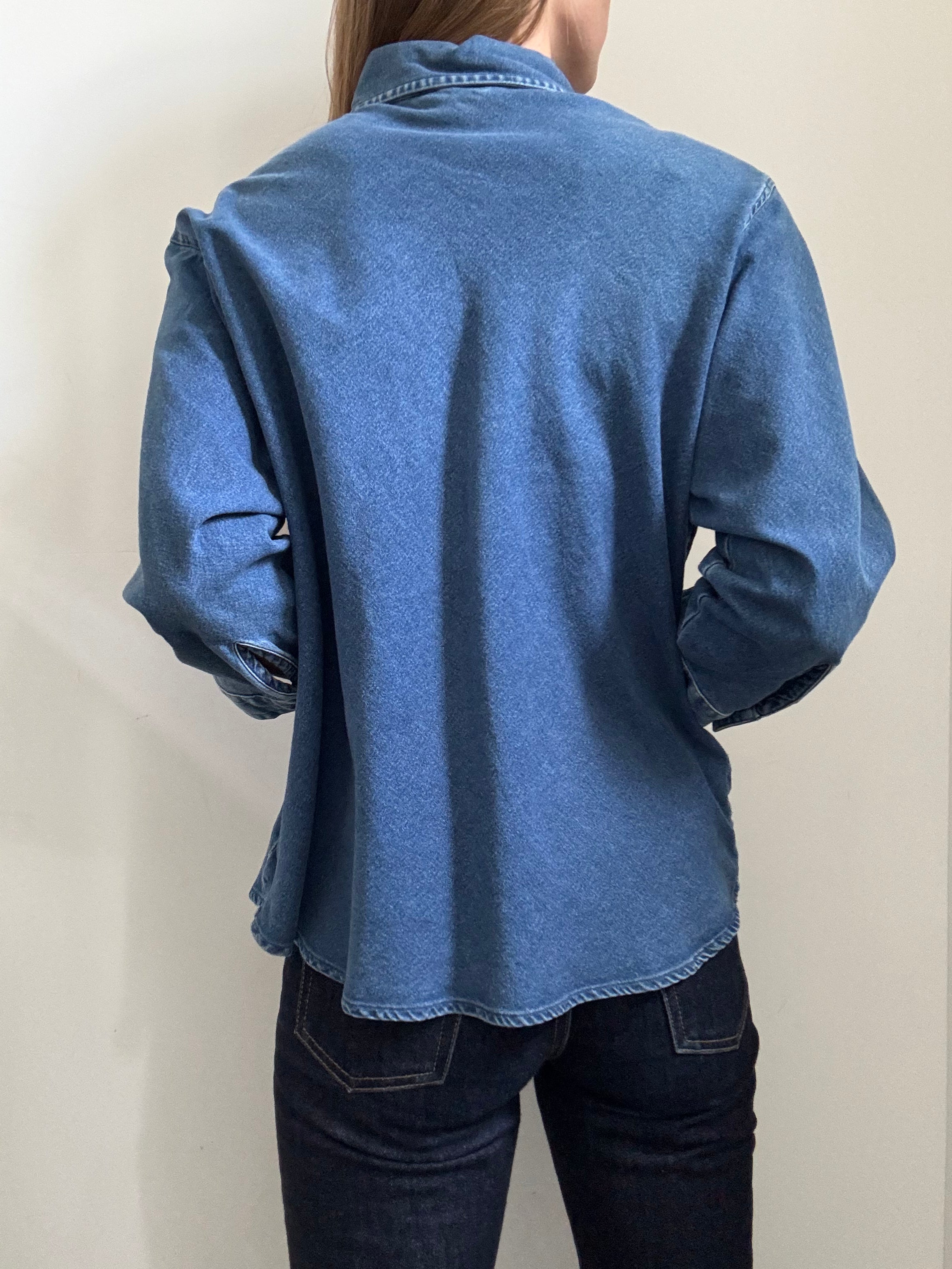 Vintage Dark Wash Denim Button Up Size Large