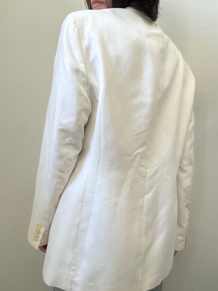 Vintage Ralph Lauren White Cotton + Silk Blazer Size Large