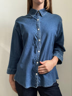 Vintage Dark Wash Denim Button Up Size Large