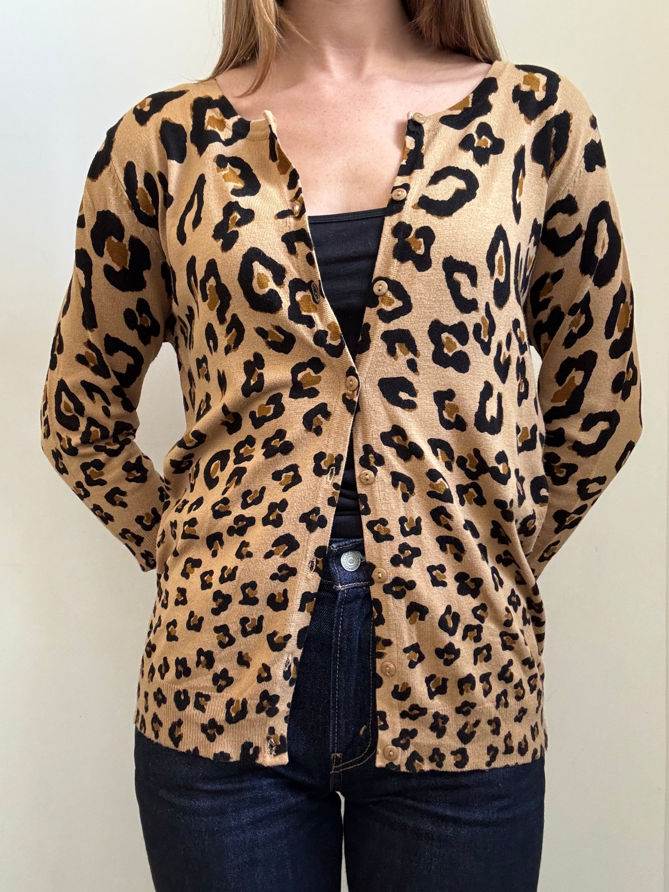 Vintage Cheetah Print Quarter Sleeve Cardi Size Medium
