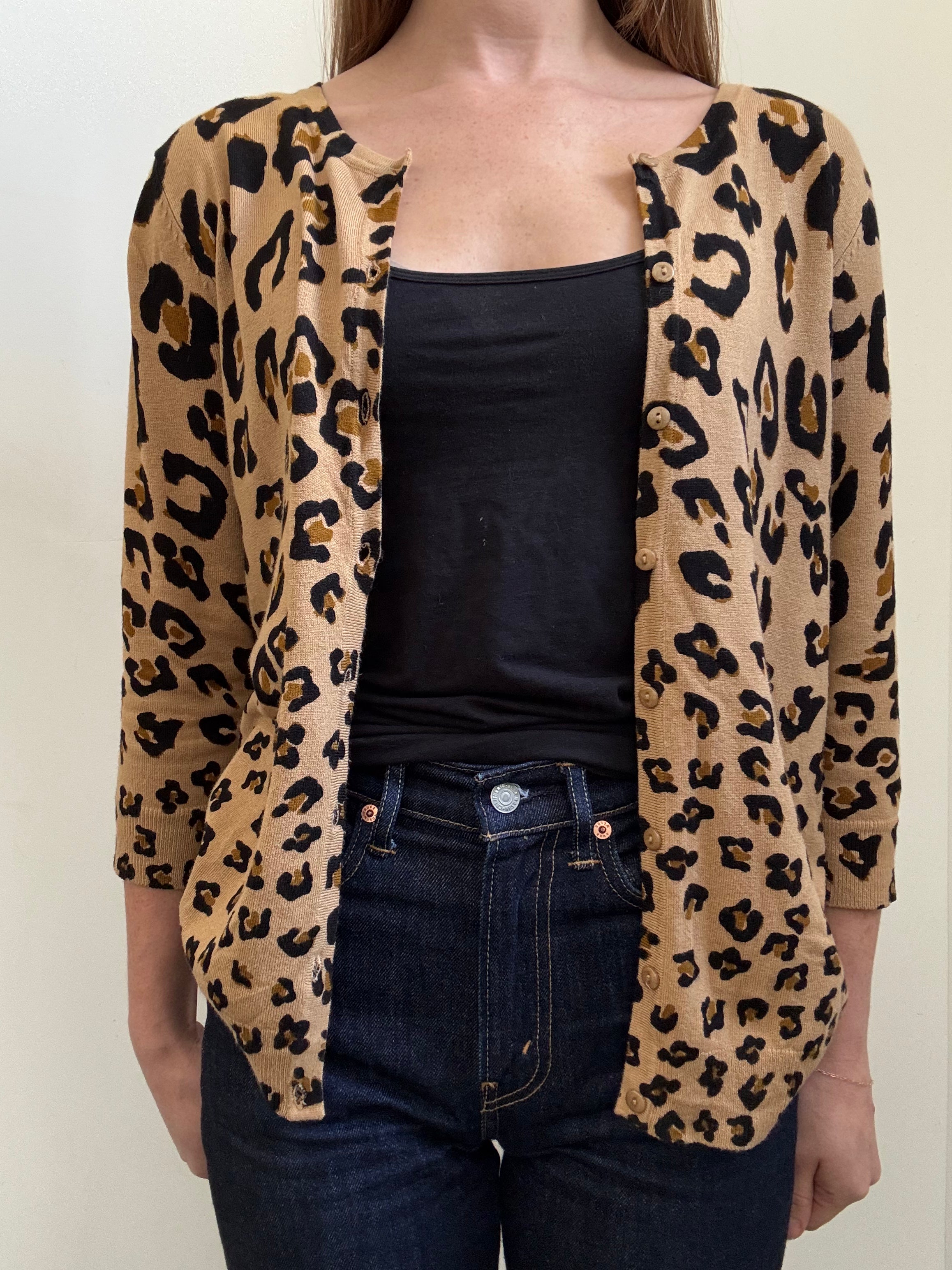 Vintage Cheetah Print Quarter Sleeve Cardi Size Medium
