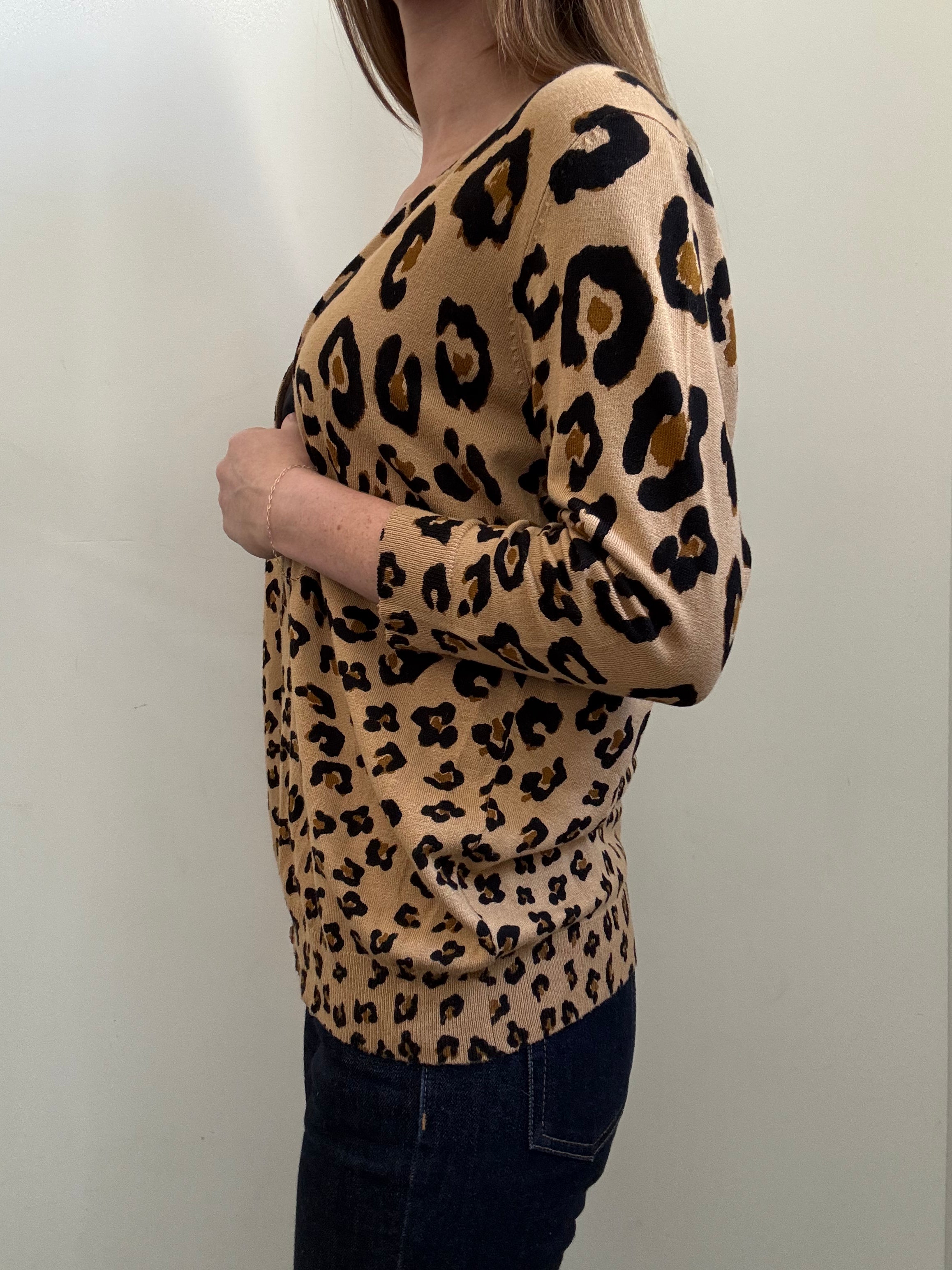 Vintage Cheetah Print Quarter Sleeve Cardi Size Medium