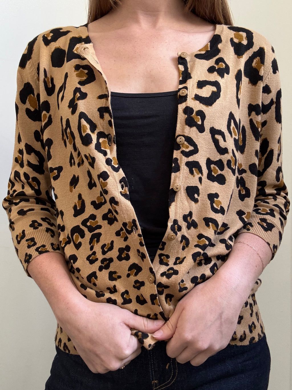 Vintage Cheetah Print Quarter Sleeve Cardi Size Medium