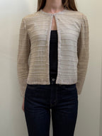 Vintage Beaded Silk Champagne Papell Jacket Size PS