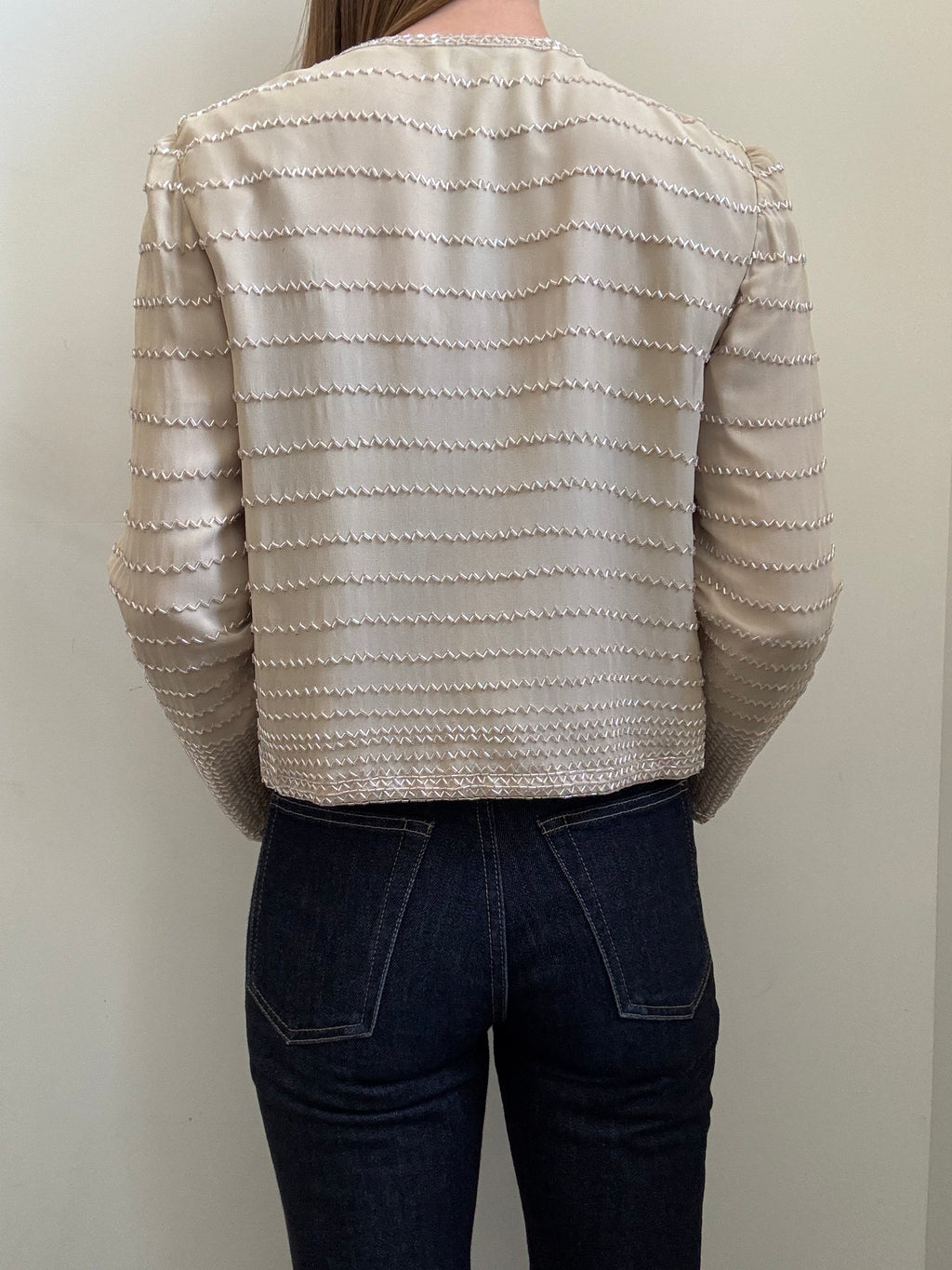 Vintage Beaded Silk Champagne Papell Jacket Size PS