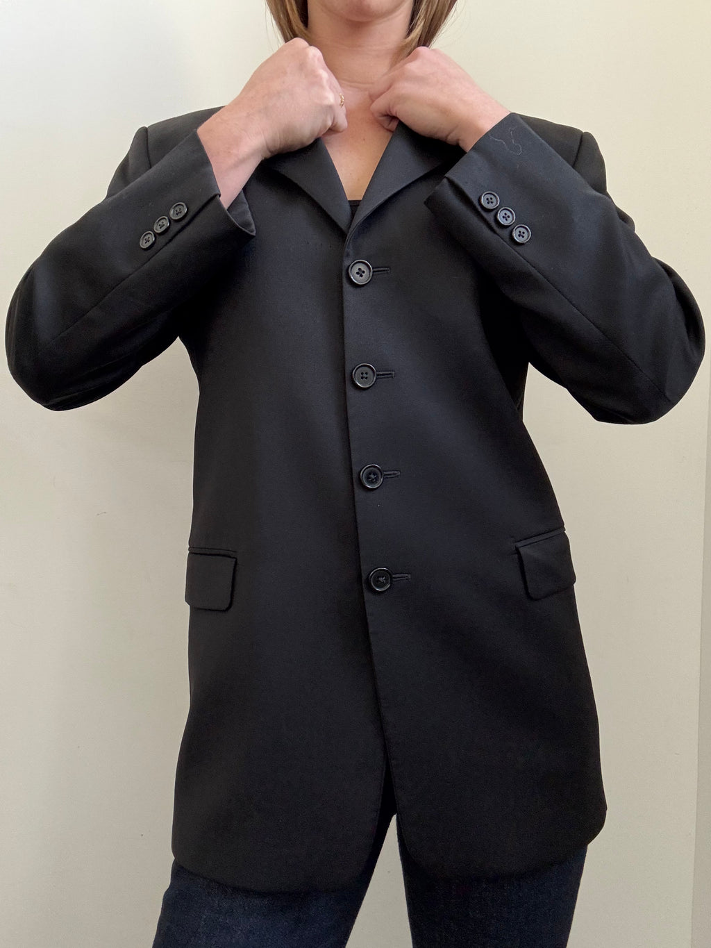 Vintage Black Long Line Blazer Size Large