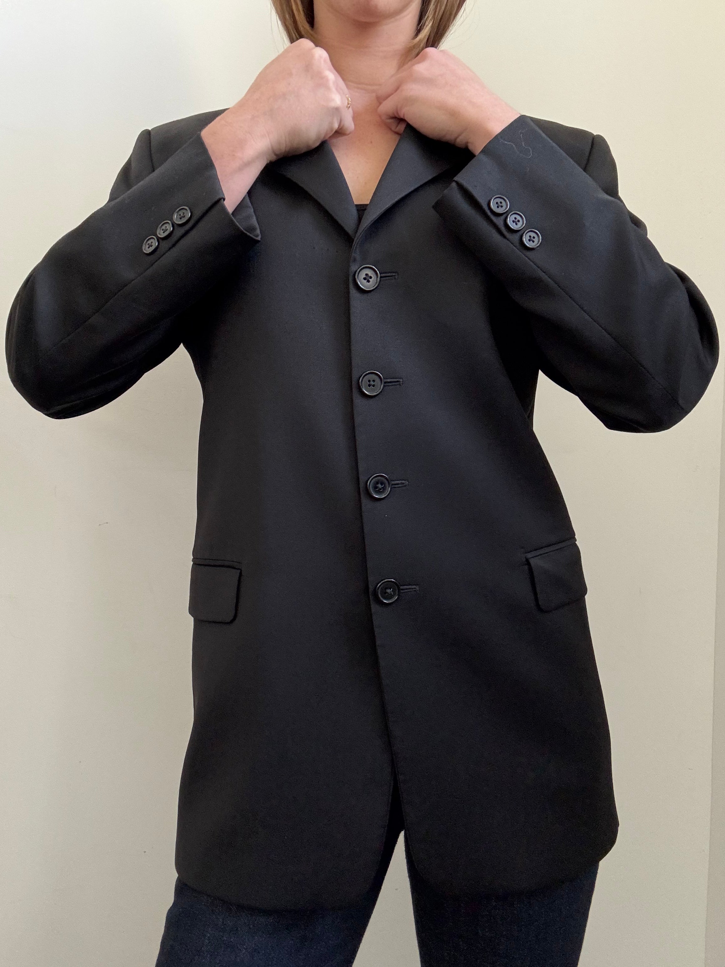 Vintage Black Long Line Blazer Size Large