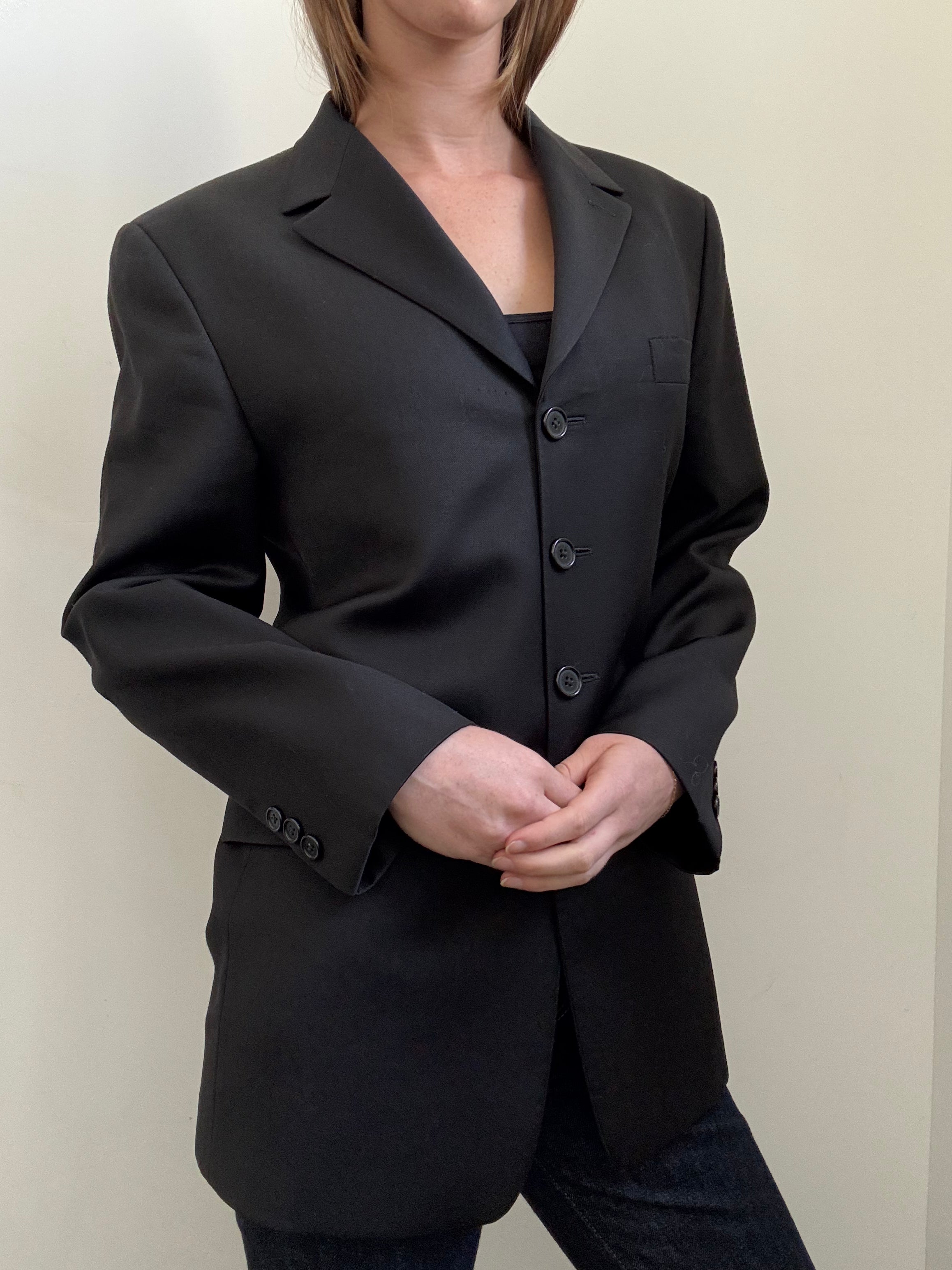 Vintage Black Long Line Blazer Size Large