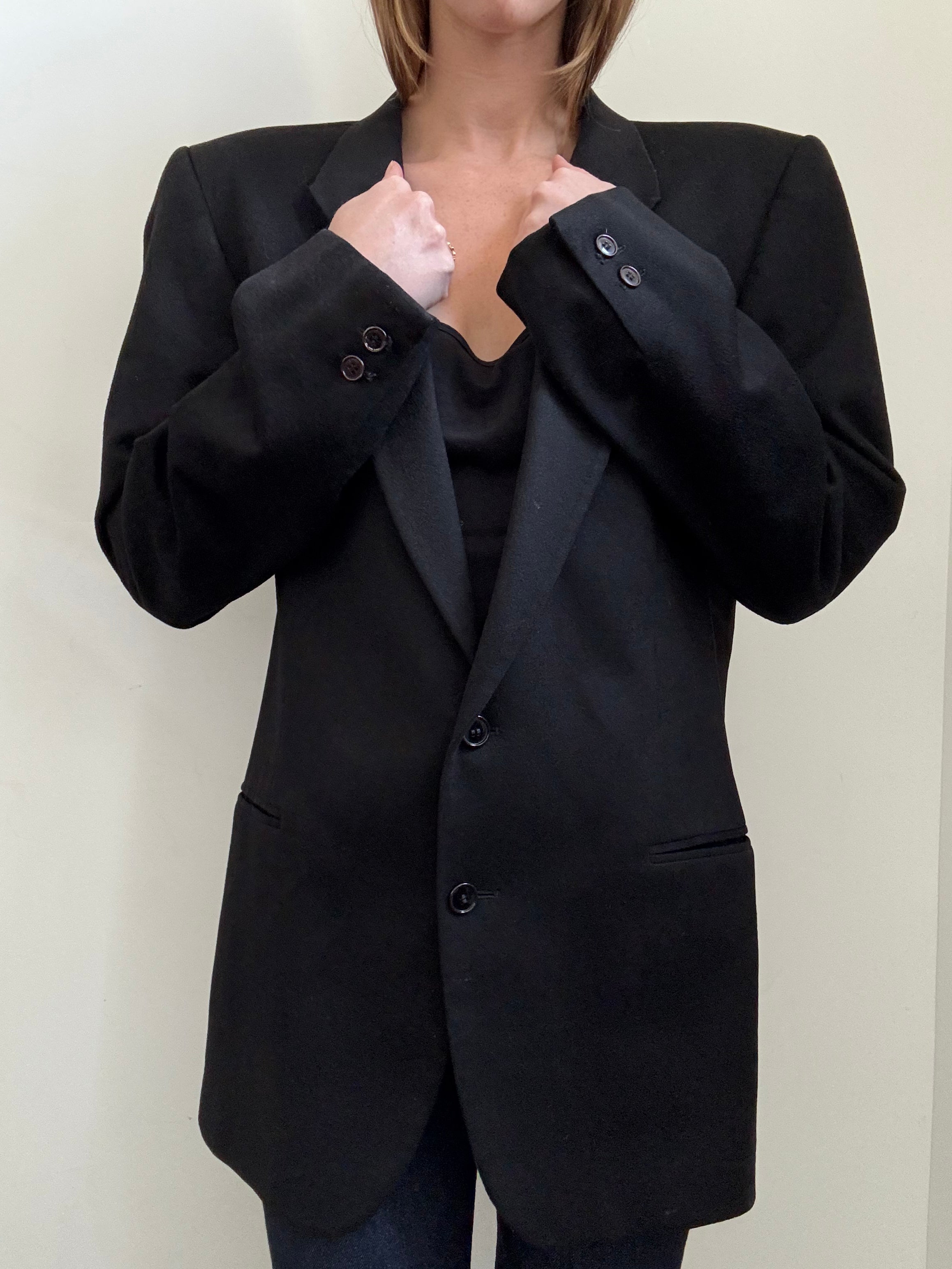 Vintage Black Cashmere Blazer Size XL