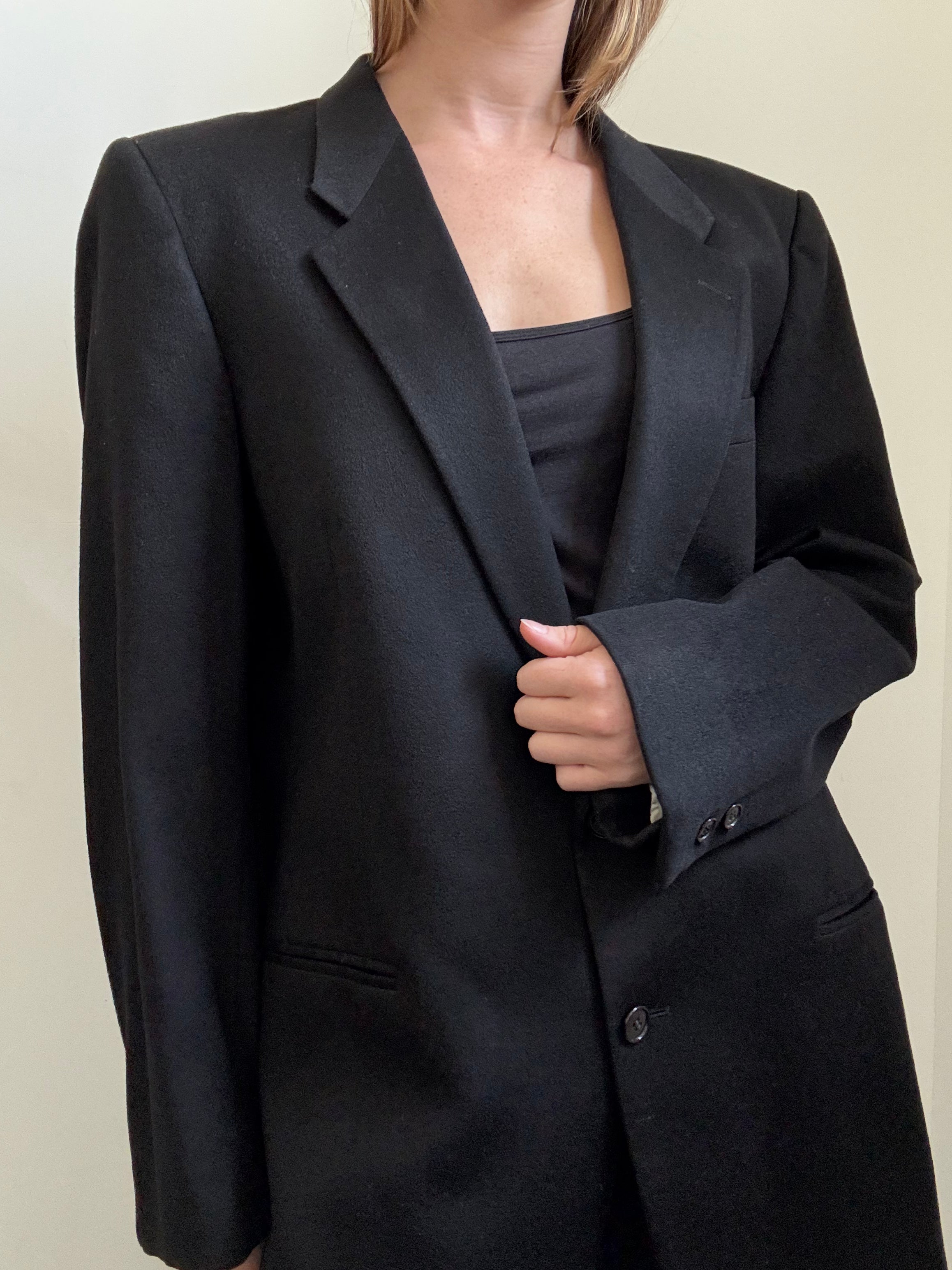 Vintage Black Cashmere Blazer Size XL