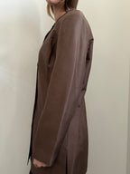 Vintage Brown Silk Long Blazer Size Large