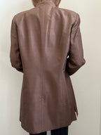 Vintage Brown Silk Long Blazer Size Large