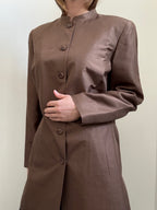 Vintage Brown Silk Long Blazer Size Large