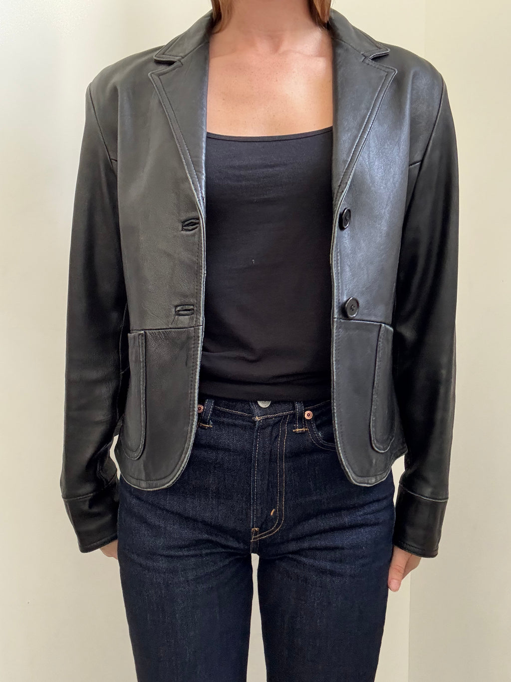 Vintage Black Leather Jacket Size Large