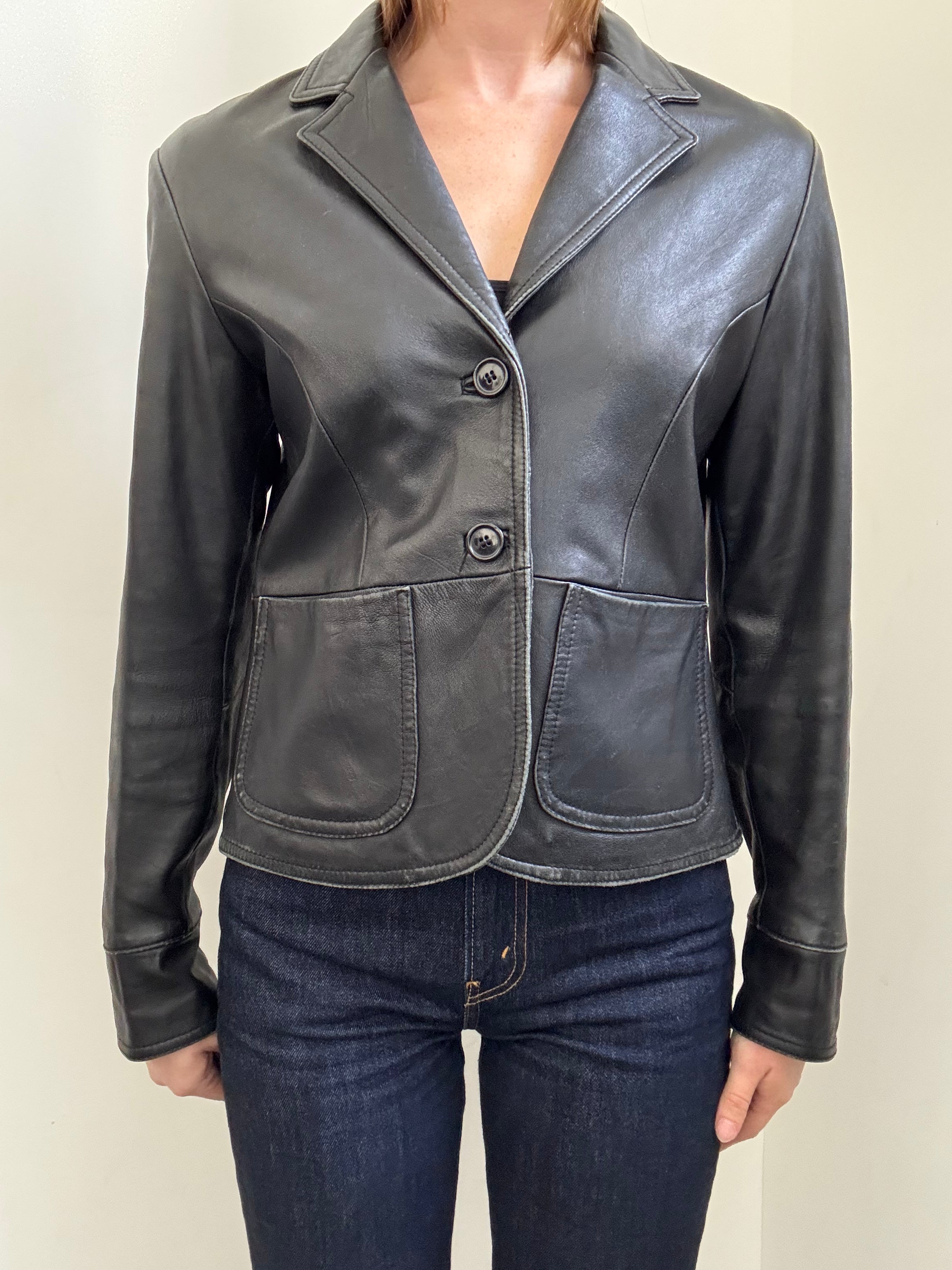 Vintage Black Leather Jacket Size Large