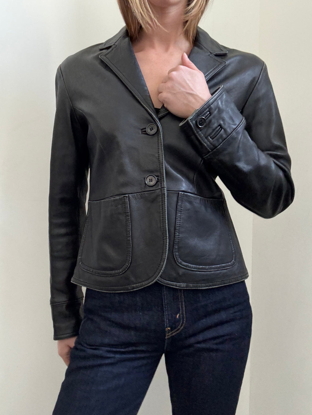 Vintage Black Leather Jacket Size Large