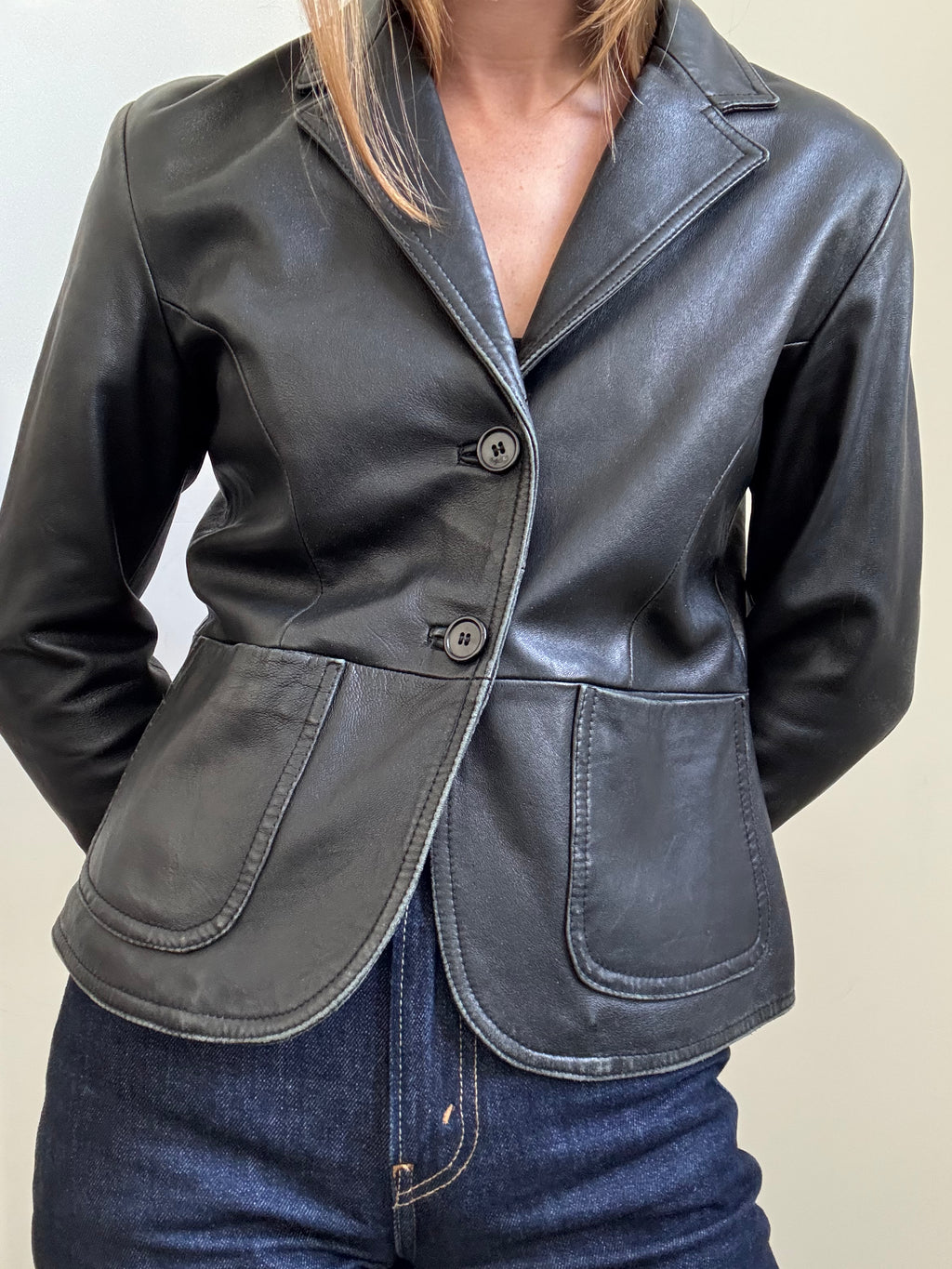 Vintage Black Leather Jacket Size Large