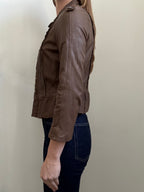 Vintage Cropped Burberry Brown Leather Jacket Size Small