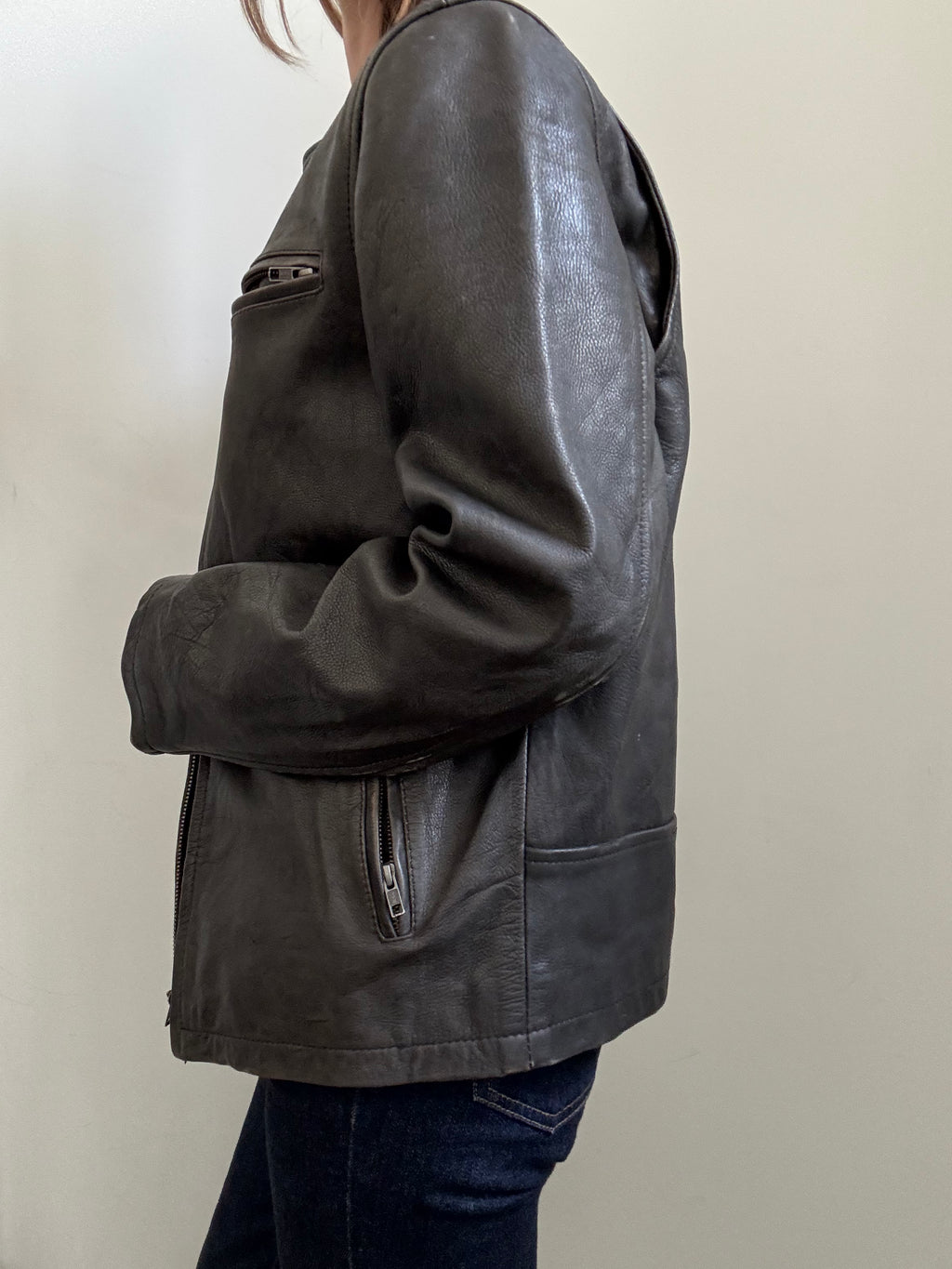 Vintage Distressed Brown Moto Jacket Size Small