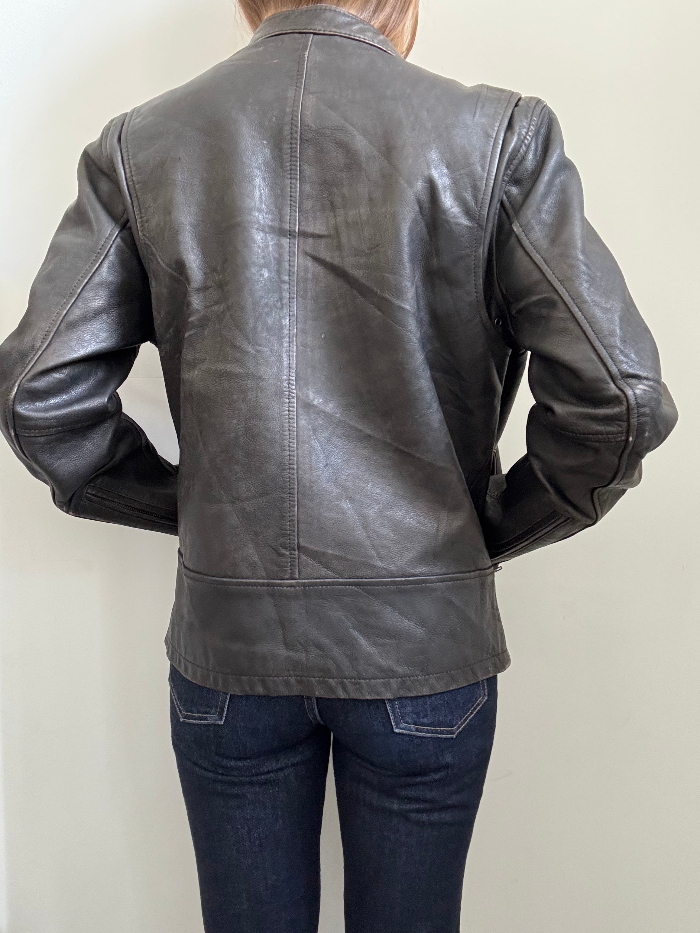 Vintage Distressed Brown Moto Jacket Size Small