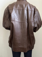 Vintage Brown Racer Leather Jacket Size Large