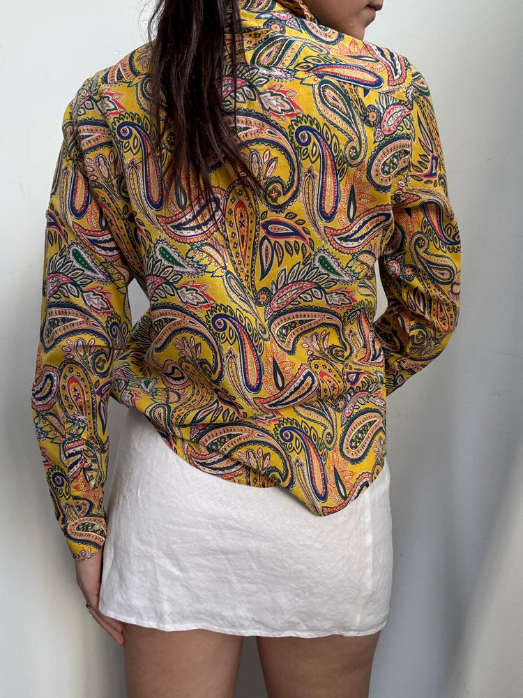 Vintage Ralph Lauren Paisley Button Up Blouse Size XS/S