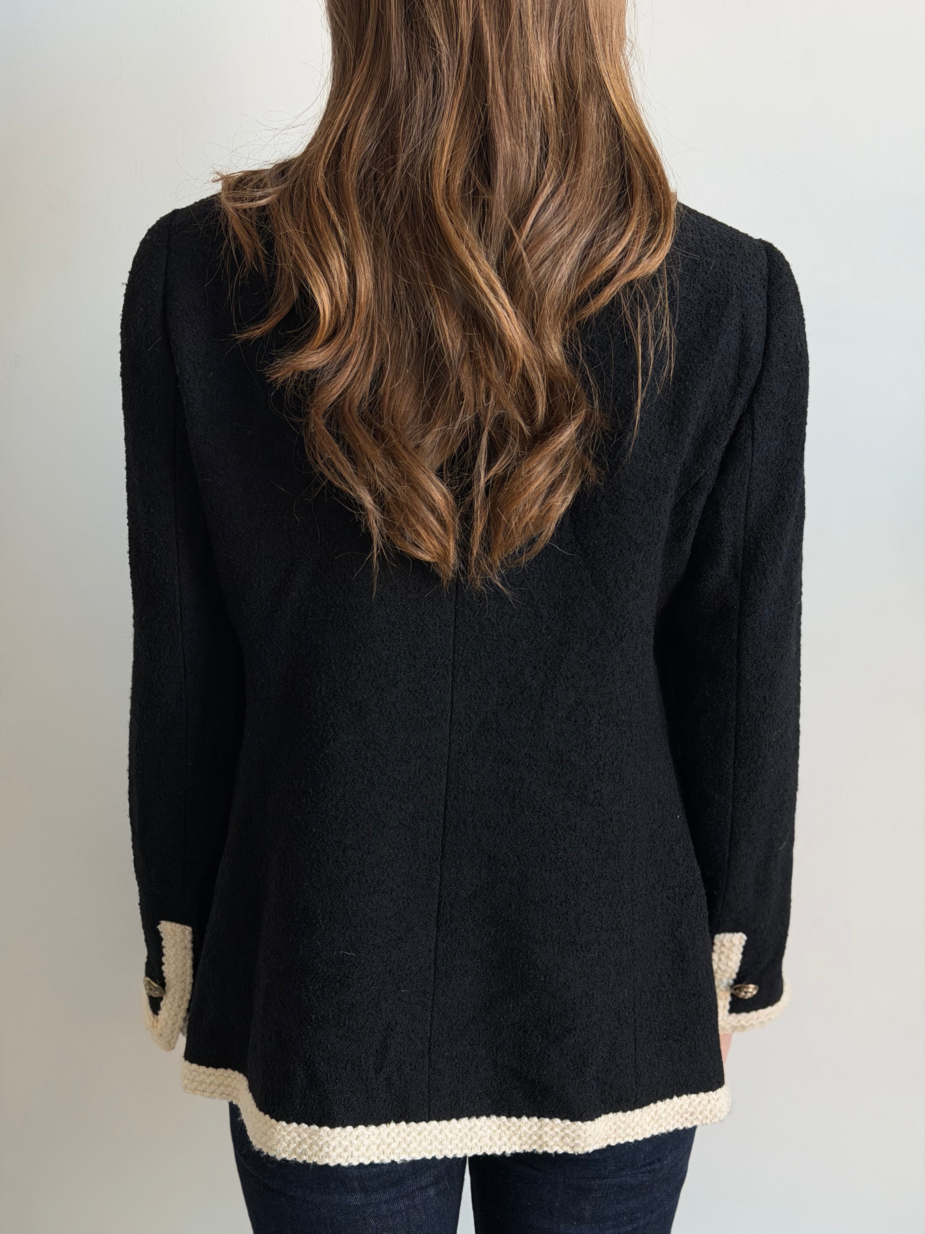 Vintage Boucle Wool Blend White & Black Blazer Size M