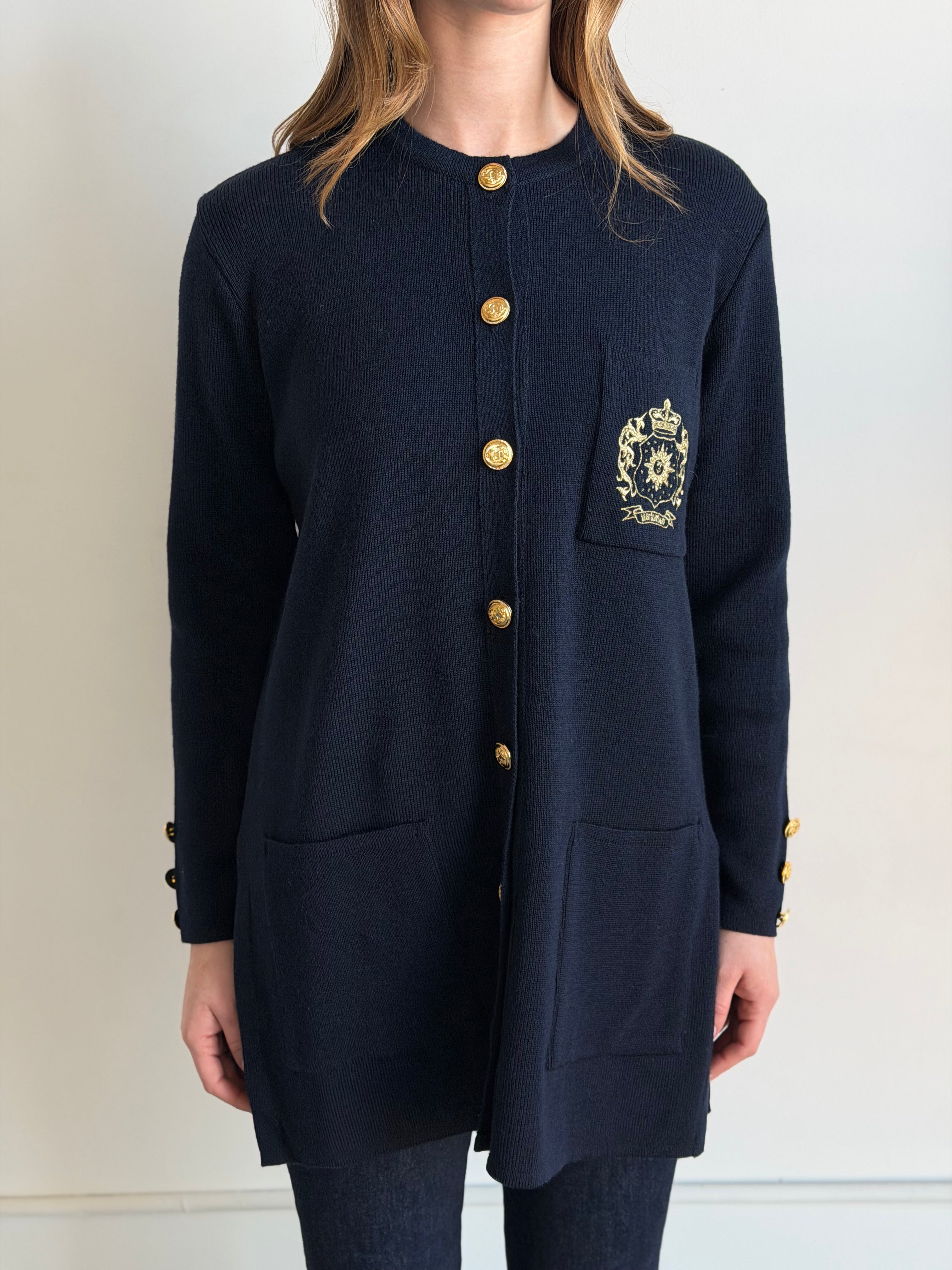 Vintage Belgian Navy Wool Blend Cardigan Size M