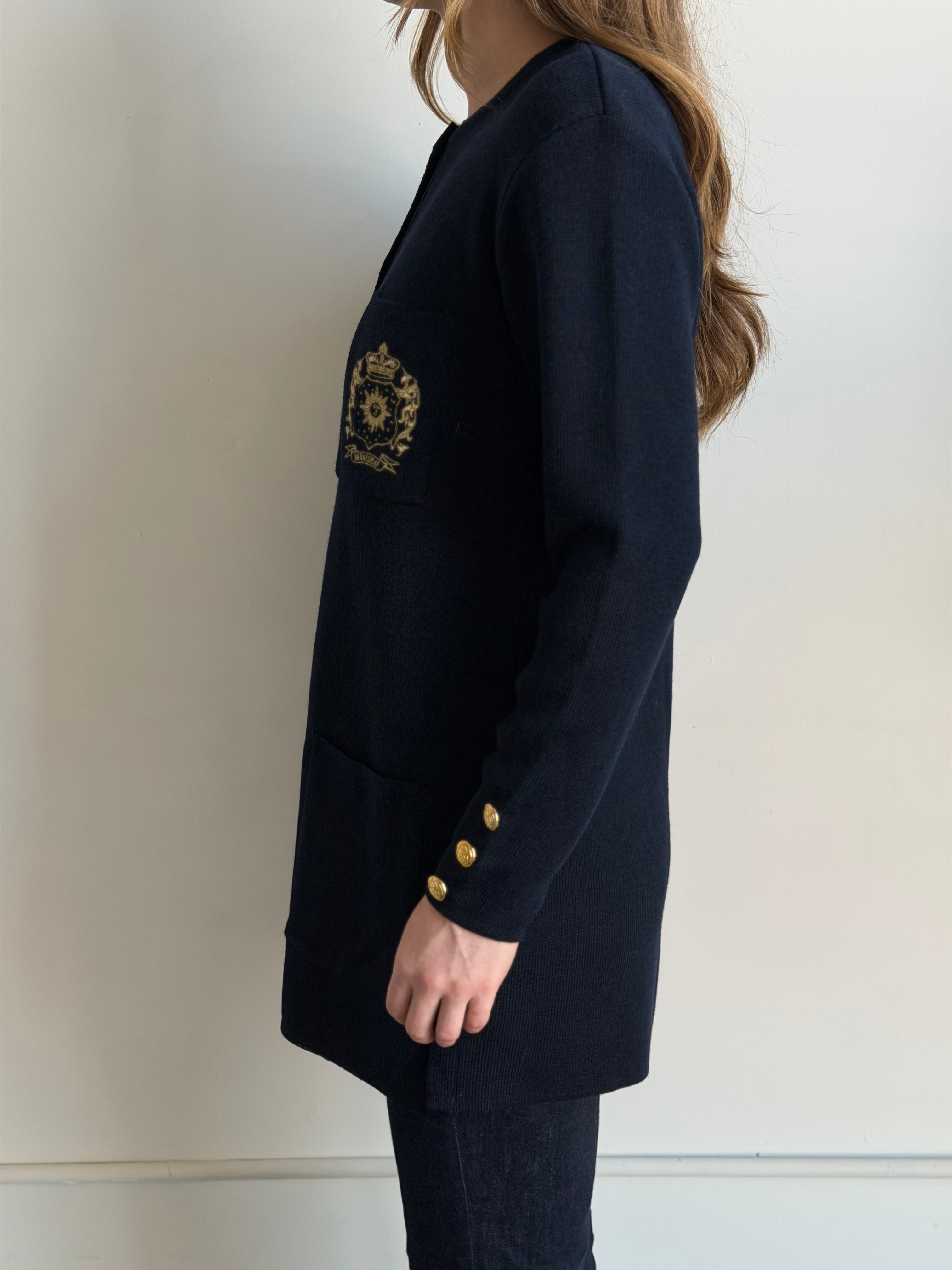 Vintage Belgian Navy Wool Blend Cardigan Size M