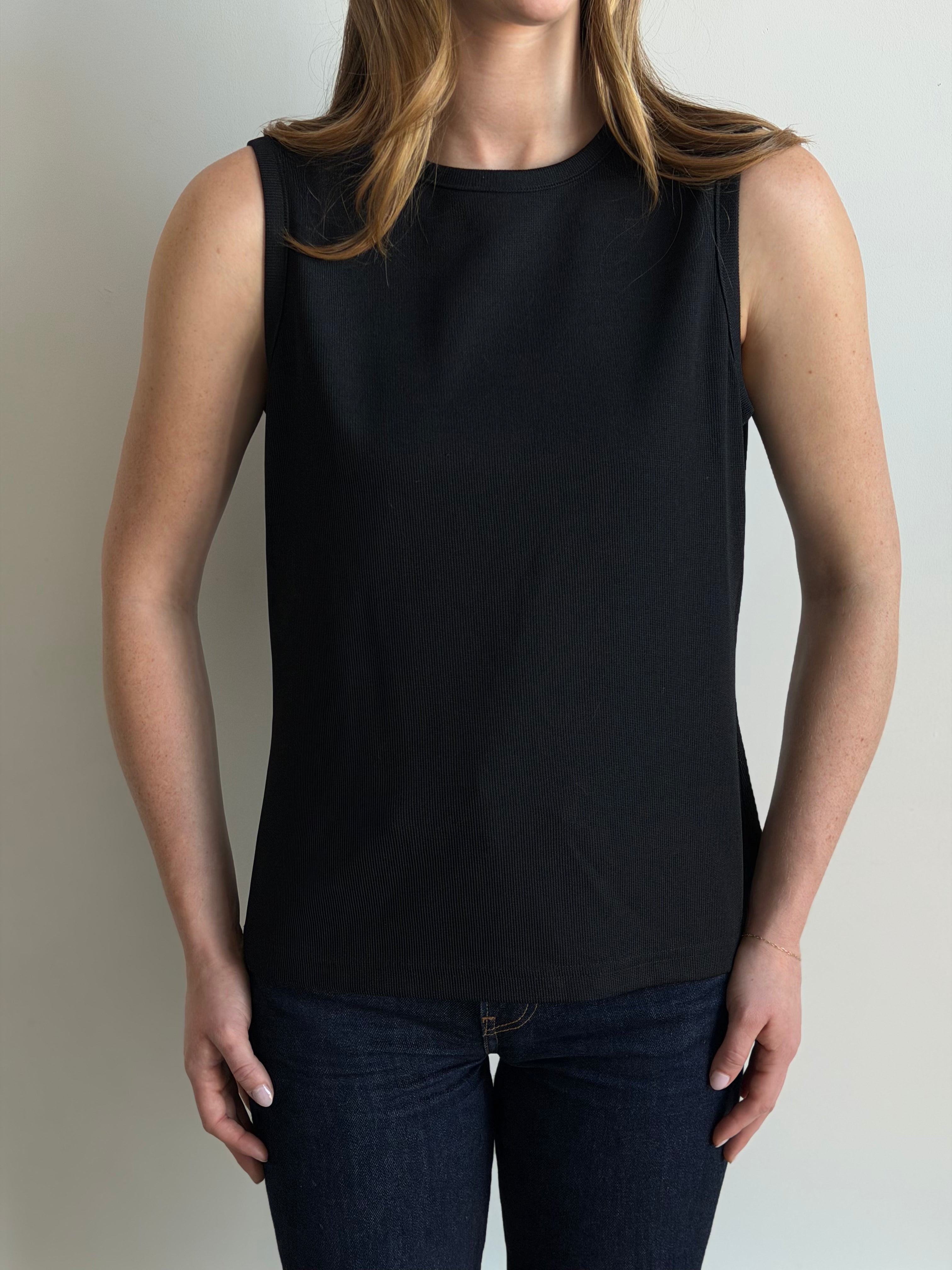 Vintage Black Knit Crewneck Tank Top Size L