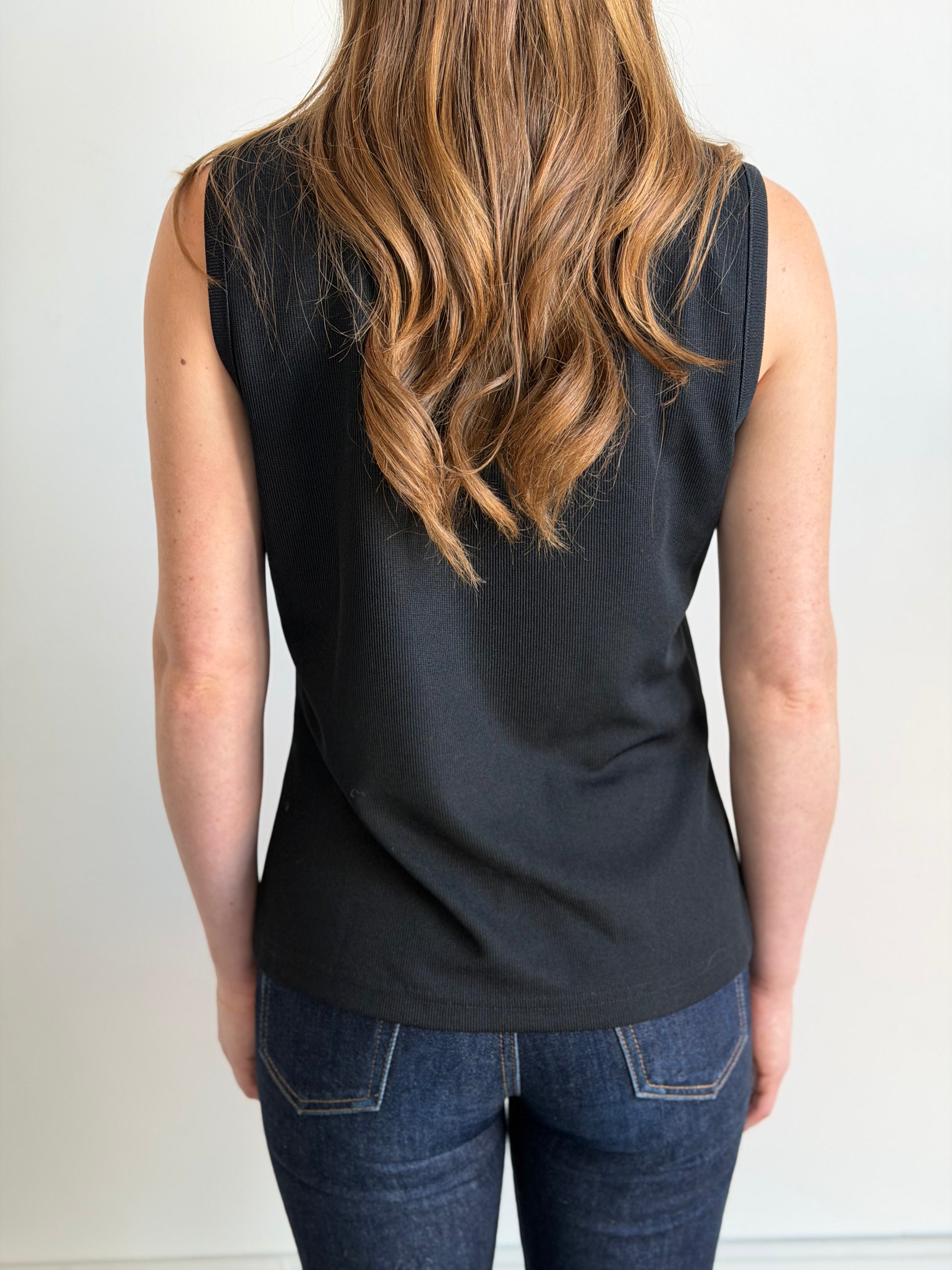 Vintage Black Knit Crewneck Tank Top Size L