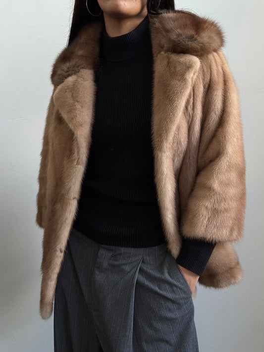 Vintage Mink Tan Coat in Size XS