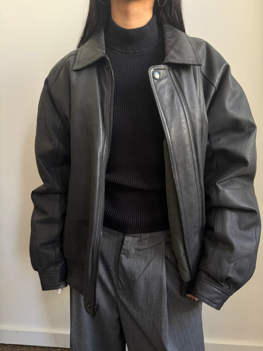 Vintage Pierre Cardin Charcoal Bomber Jacket Size Medium