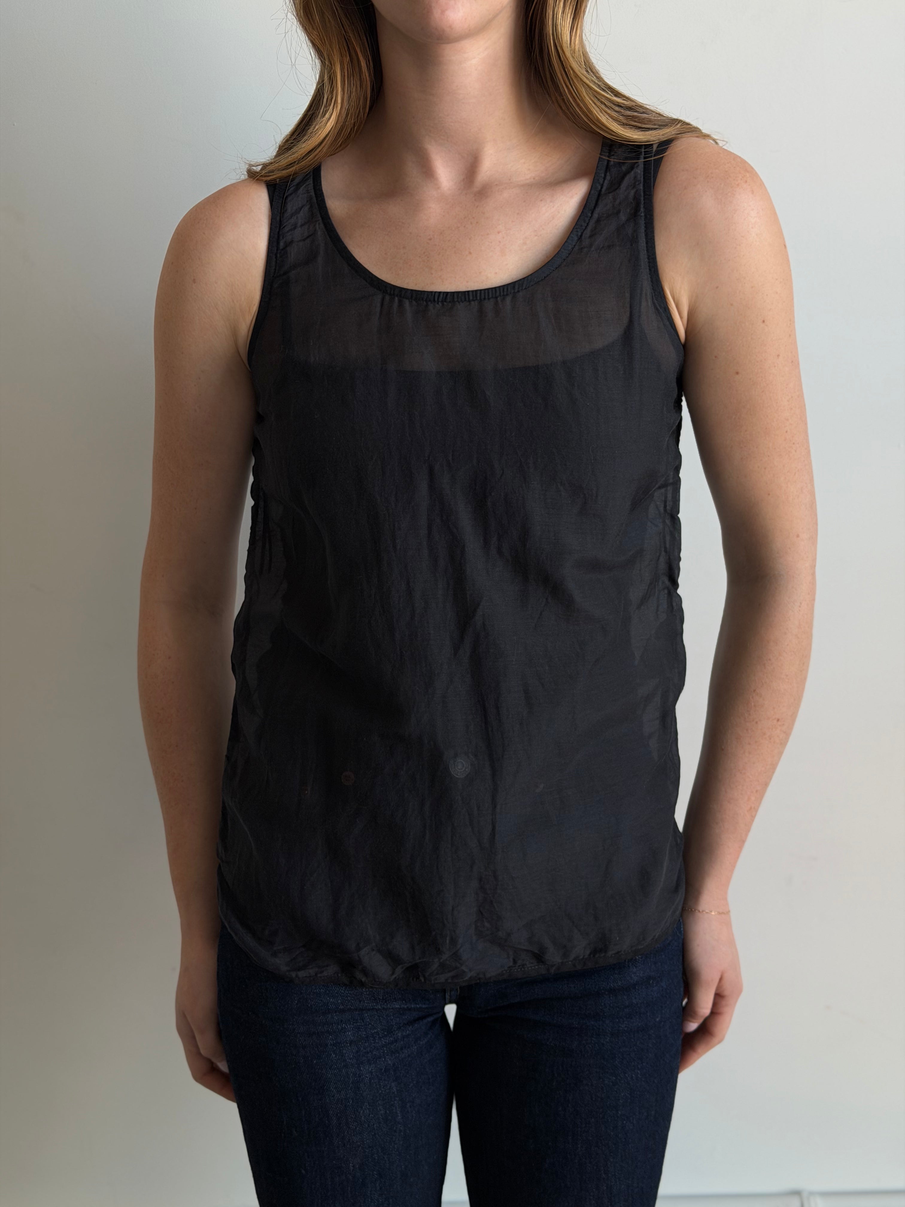Vintage Black Cotton Blend Tank Top Size M