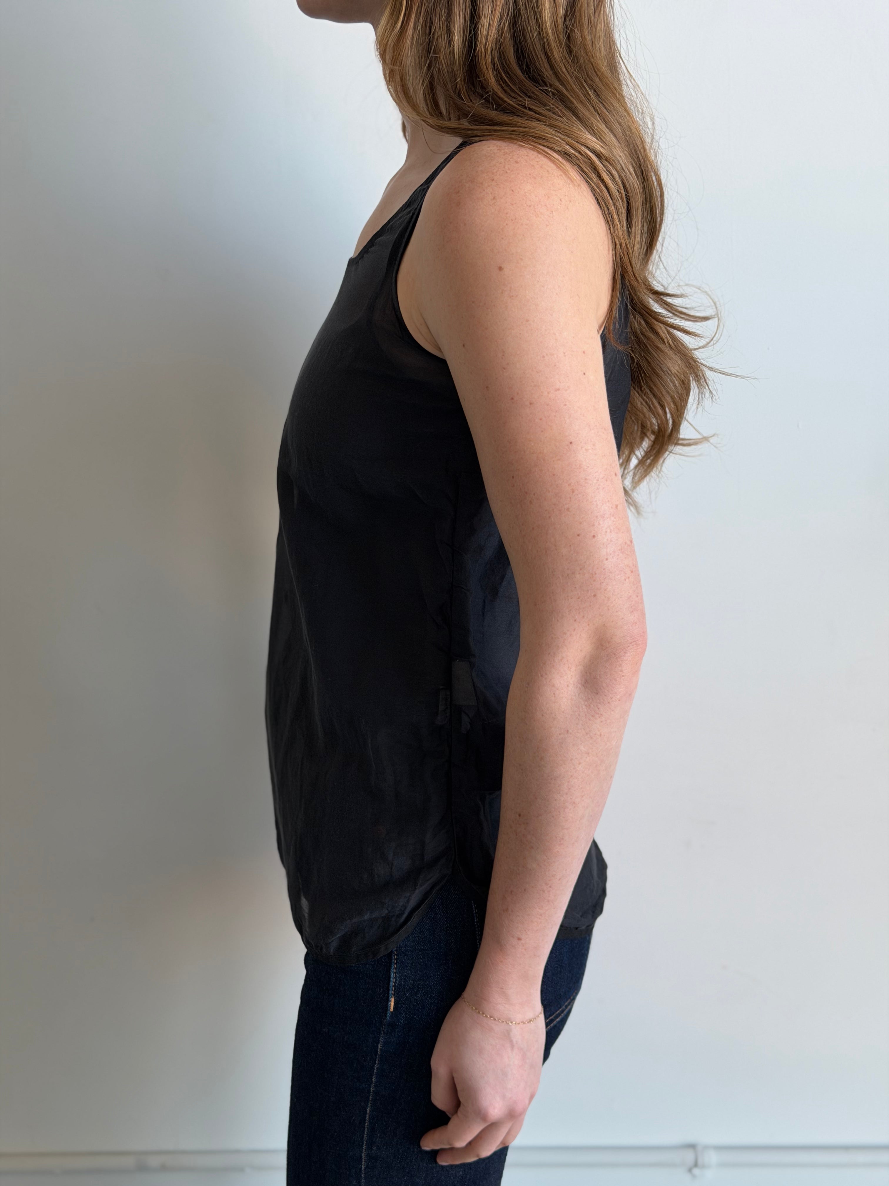 Vintage Black Cotton Blend Tank Top Size M