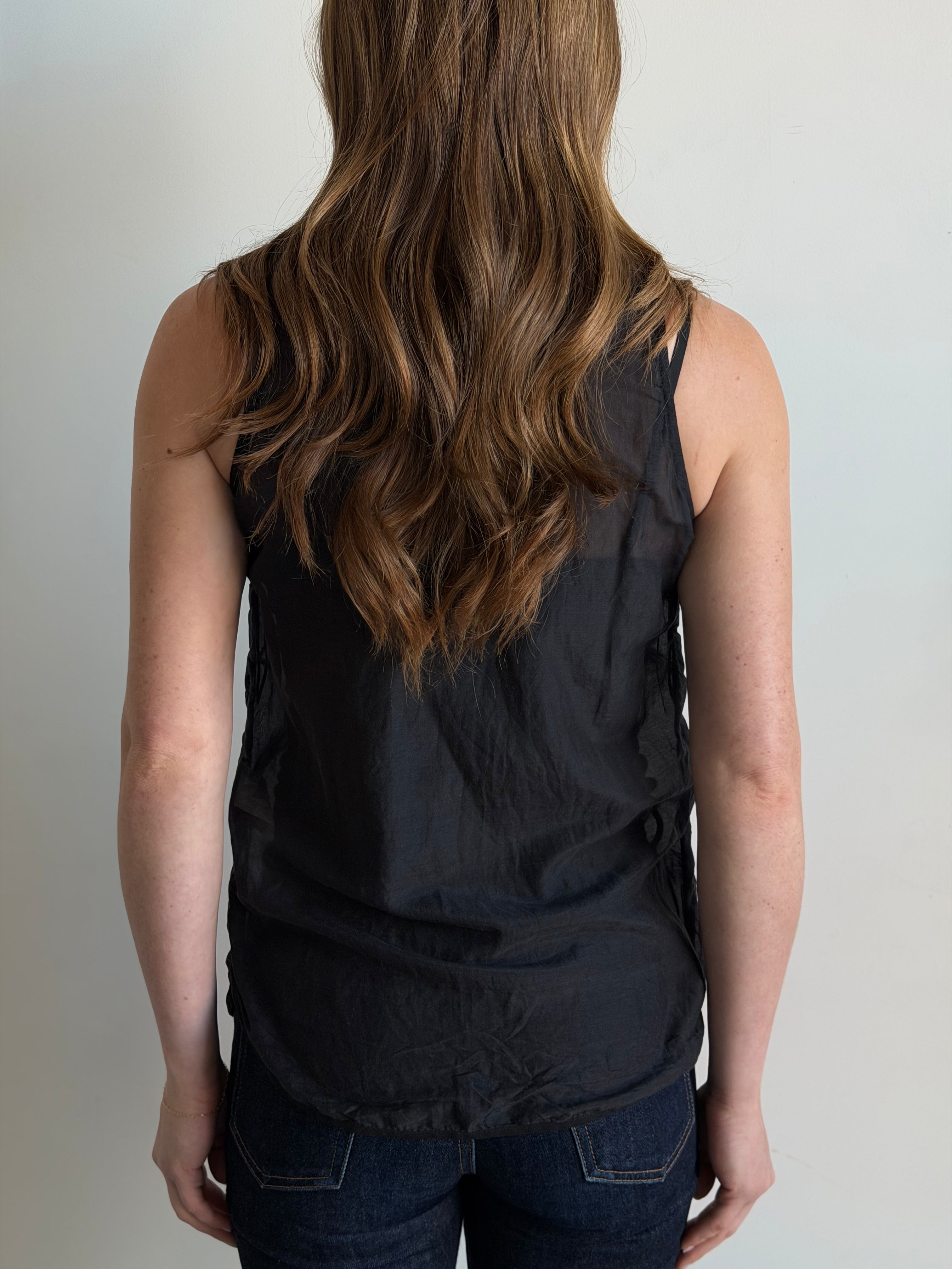 Vintage Black Cotton Blend Tank Top Size M