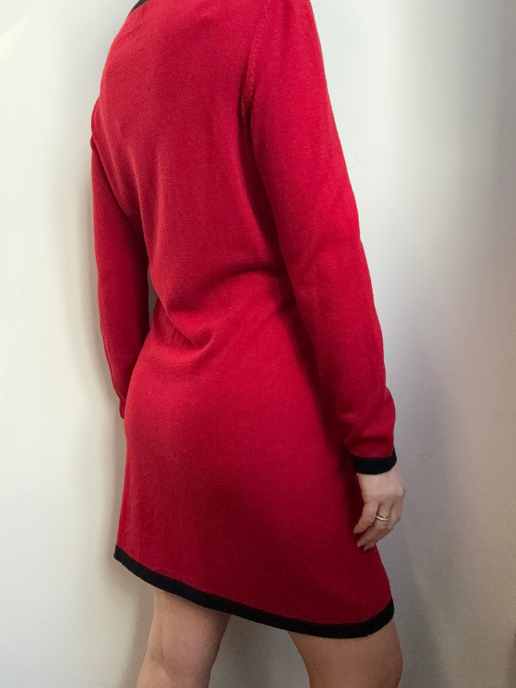 Vintage Moschino Red & Black Cardigan Dress Size 4