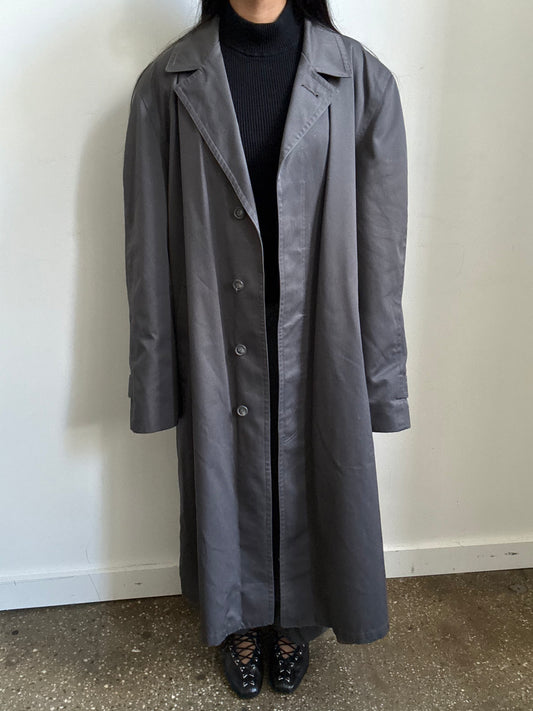 Vintage Grey Twill Trench Coat Size Large