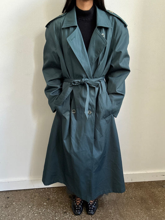 Vintage Dark Green Trench Coat Size M