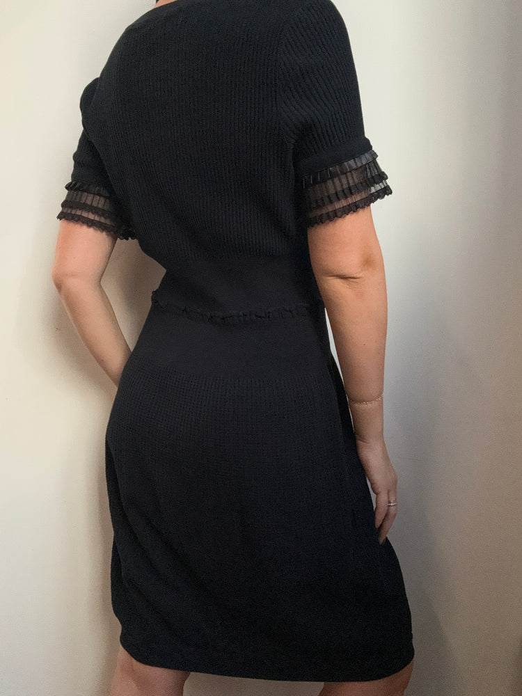 Vintage Chanel Black Ruffle Dress Size 6